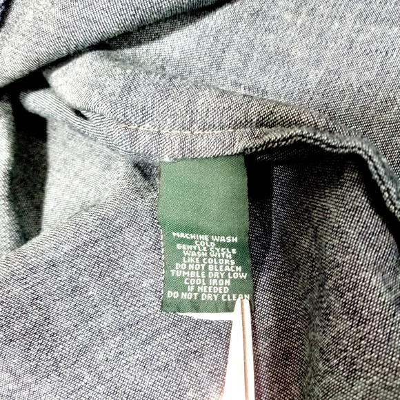 Ralph Lauren Lauren Tie Waist Sash Belt Longsleeve Denim Shirt Dress In Blue - Picture 10 of 10